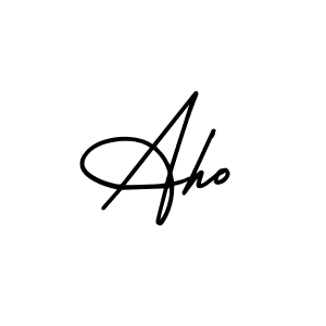How to make Aho name signature. Use AmerikaSignatureDemo-Regular style for creating short signs online. This is the latest handwritten sign. Aho signature style 3 images and pictures png