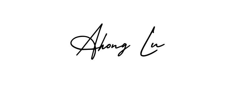 if you are searching for the best signature style for your name Ahong Lu. so please give up your signature search. here we have designed multiple signature styles  using AmerikaSignatureDemo-Regular. Ahong Lu signature style 3 images and pictures png
