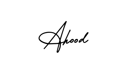 How to make Ahood name signature. Use AmerikaSignatureDemo-Regular style for creating short signs online. This is the latest handwritten sign. Ahood signature style 3 images and pictures png