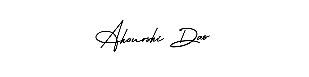 You should practise on your own different ways (AmerikaSignatureDemo-Regular) to write your name (Ahourshi Das) in signature. don't let someone else do it for you. Ahourshi Das signature style 3 images and pictures png