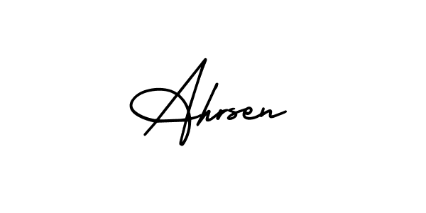 You should practise on your own different ways (AmerikaSignatureDemo-Regular) to write your name (Ahrsen) in signature. don't let someone else do it for you. Ahrsen signature style 3 images and pictures png