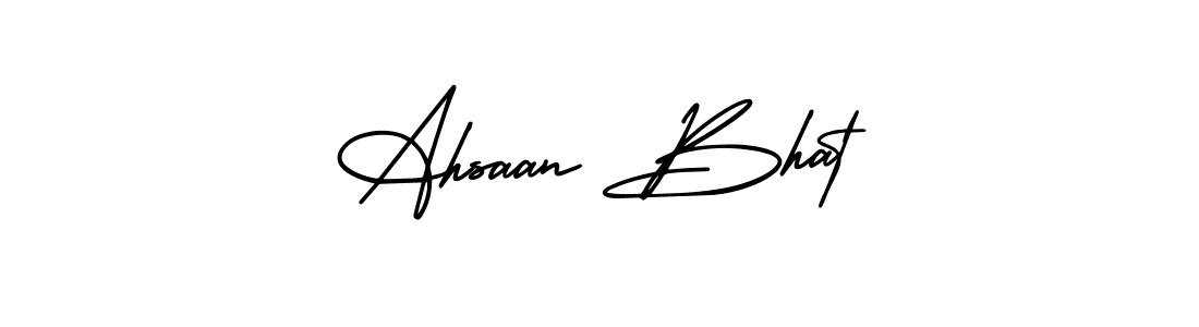 The best way (AmerikaSignatureDemo-Regular) to make a short signature is to pick only two or three words in your name. The name Ahsaan Bhat include a total of six letters. For converting this name. Ahsaan Bhat signature style 3 images and pictures png
