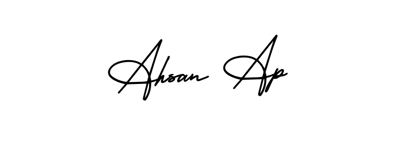 This is the best signature style for the Ahsan Ap name. Also you like these signature font (AmerikaSignatureDemo-Regular). Mix name signature. Ahsan Ap signature style 3 images and pictures png