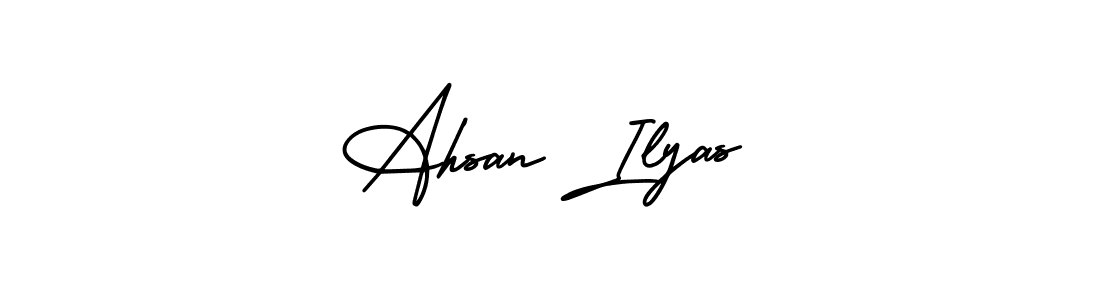 The best way (AmerikaSignatureDemo-Regular) to make a short signature is to pick only two or three words in your name. The name Ahsan Ilyas include a total of six letters. For converting this name. Ahsan Ilyas signature style 3 images and pictures png