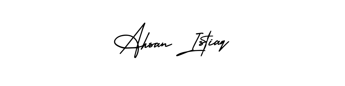 The best way (AmerikaSignatureDemo-Regular) to make a short signature is to pick only two or three words in your name. The name Ahsan Istiaq include a total of six letters. For converting this name. Ahsan Istiaq signature style 3 images and pictures png