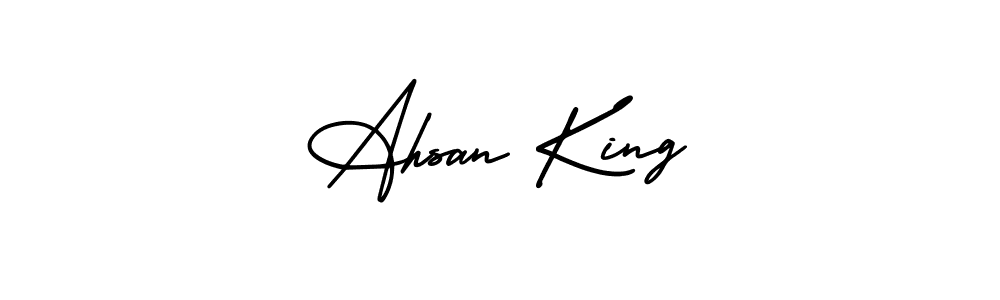 Similarly AmerikaSignatureDemo-Regular is the best handwritten signature design. Signature creator online .You can use it as an online autograph creator for name Ahsan King. Ahsan King signature style 3 images and pictures png