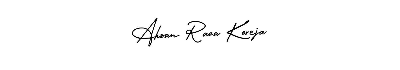 if you are searching for the best signature style for your name Ahsan Raza Koreja. so please give up your signature search. here we have designed multiple signature styles  using AmerikaSignatureDemo-Regular. Ahsan Raza Koreja signature style 3 images and pictures png