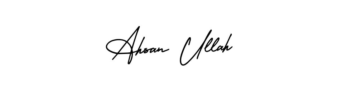 How to Draw Ahsan Ullah signature style? AmerikaSignatureDemo-Regular is a latest design signature styles for name Ahsan Ullah. Ahsan Ullah signature style 3 images and pictures png