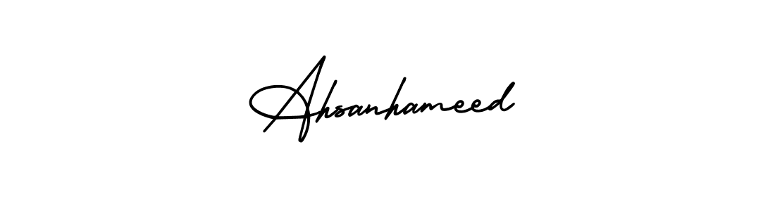 AmerikaSignatureDemo-Regular is a professional signature style that is perfect for those who want to add a touch of class to their signature. It is also a great choice for those who want to make their signature more unique. Get Ahsanhameed name to fancy signature for free. Ahsanhameed signature style 3 images and pictures png