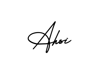 You should practise on your own different ways (AmerikaSignatureDemo-Regular) to write your name (Ahsi) in signature. don't let someone else do it for you. Ahsi signature style 3 images and pictures png