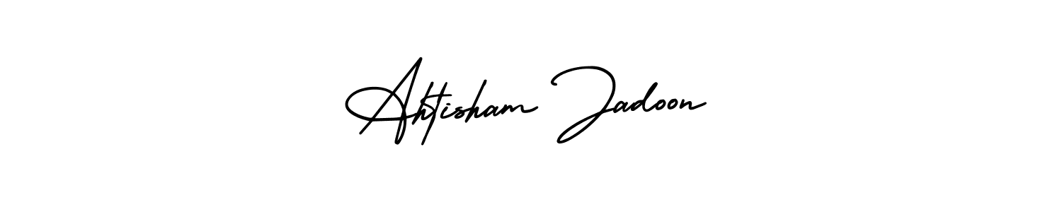 The best way (AmerikaSignatureDemo-Regular) to make a short signature is to pick only two or three words in your name. The name Ahtisham Jadoon include a total of six letters. For converting this name. Ahtisham Jadoon signature style 3 images and pictures png