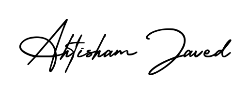 Get inspired by this graceful AmerikaSignatureDemo-Regular signature style for name Ahtisham Javed. Smooth loops and balanced proportions for everyday use. Ahtisham Javed signature style 3 images and pictures png