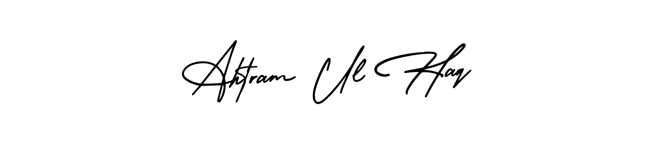 Similarly AmerikaSignatureDemo-Regular is the best handwritten signature design. Signature creator online .You can use it as an online autograph creator for name Ahtram Ul Haq. Ahtram Ul Haq signature style 3 images and pictures png