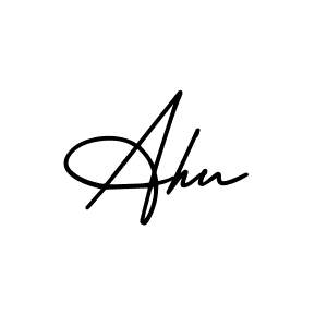 The best way (AmerikaSignatureDemo-Regular) to make a short signature is to pick only two or three words in your name. The name Ahu include a total of six letters. For converting this name. Ahu signature style 3 images and pictures png