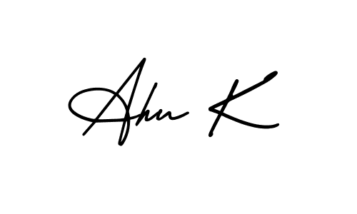 Also we have Ahu K name is the best signature style. Create professional handwritten signature collection using AmerikaSignatureDemo-Regular autograph style. Ahu K signature style 3 images and pictures png