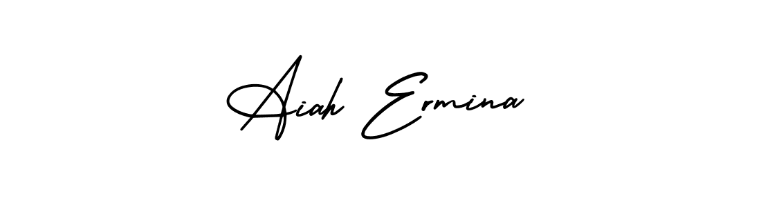 The best way (AmerikaSignatureDemo-Regular) to make a short signature is to pick only two or three words in your name. The name Aiah Ermina include a total of six letters. For converting this name. Aiah Ermina signature style 3 images and pictures png