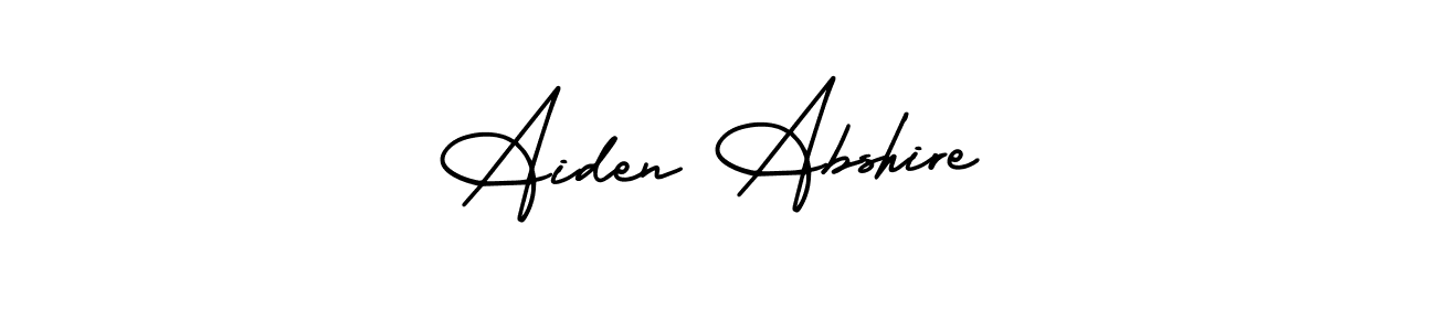 This is the best signature style for the Aiden Abshire name. Also you like these signature font (AmerikaSignatureDemo-Regular). Mix name signature. Aiden Abshire signature style 3 images and pictures png