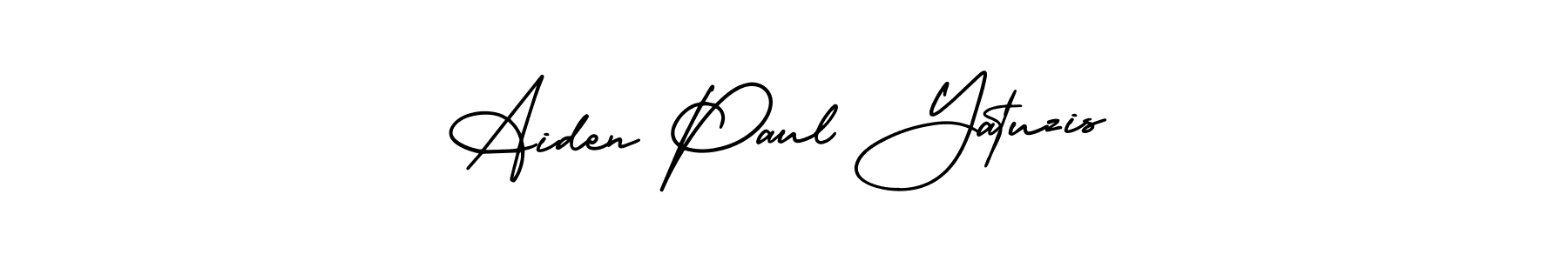 It looks lik you need a new signature style for name Aiden Paul Yatuzis. Design unique handwritten (AmerikaSignatureDemo-Regular) signature with our free signature maker in just a few clicks. Aiden Paul Yatuzis signature style 3 images and pictures png