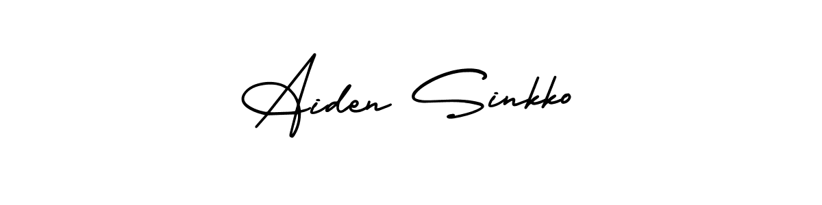 Similarly AmerikaSignatureDemo-Regular is the best handwritten signature design. Signature creator online .You can use it as an online autograph creator for name Aiden Sinkko. Aiden Sinkko signature style 3 images and pictures png