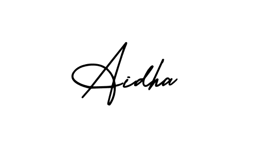 You should practise on your own different ways (AmerikaSignatureDemo-Regular) to write your name (Aidha) in signature. don't let someone else do it for you. Aidha signature style 3 images and pictures png