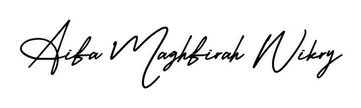 Get an exclusive digital autograph for Aifa Maghfirah Wikry. The AmerikaSignatureDemo-Regular typeface captures the charm of real penmanship on paper. Aifa Maghfirah Wikry signature style 3 images and pictures png