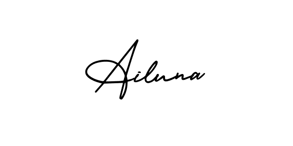 How to make Ailuna name signature. Use AmerikaSignatureDemo-Regular style for creating short signs online. This is the latest handwritten sign. Ailuna signature style 3 images and pictures png