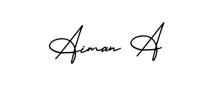 You should practise on your own different ways (AmerikaSignatureDemo-Regular) to write your name (Aiman A) in signature. don't let someone else do it for you. Aiman A signature style 3 images and pictures png