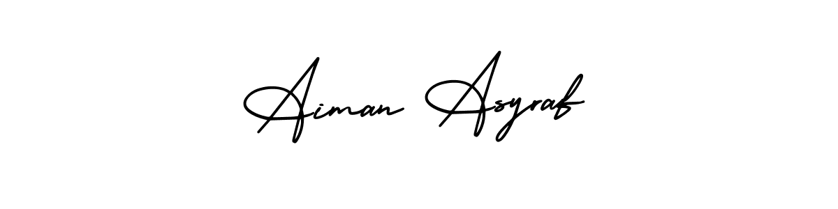 Use a signature maker to create a handwritten signature online. With this signature software, you can design (AmerikaSignatureDemo-Regular) your own signature for name Aiman Asyraf. Aiman Asyraf signature style 3 images and pictures png