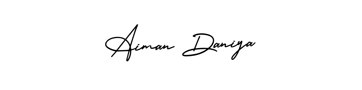 How to make Aiman Daniya signature? AmerikaSignatureDemo-Regular is a professional autograph style. Create handwritten signature for Aiman Daniya name. Aiman Daniya signature style 3 images and pictures png