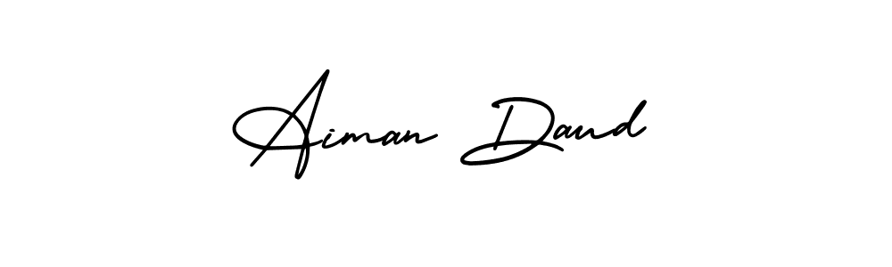 Use a signature maker to create a handwritten signature online. With this signature software, you can design (AmerikaSignatureDemo-Regular) your own signature for name Aiman Daud. Aiman Daud signature style 3 images and pictures png
