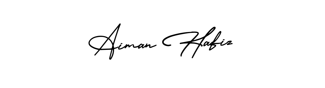 Make a beautiful signature design for name Aiman Hafiz. With this signature (AmerikaSignatureDemo-Regular) style, you can create a handwritten signature for free. Aiman Hafiz signature style 3 images and pictures png