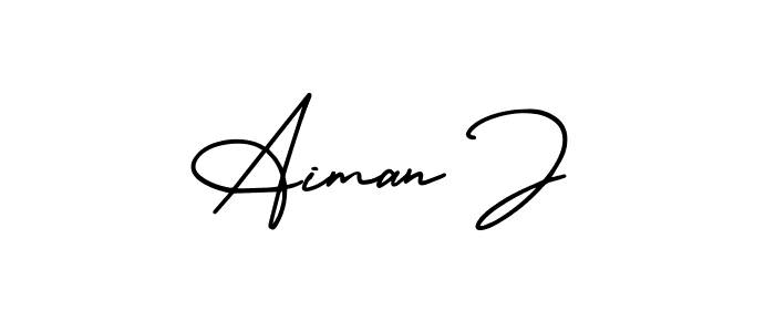 Also we have Aiman J name is the best signature style. Create professional handwritten signature collection using AmerikaSignatureDemo-Regular autograph style. Aiman J signature style 3 images and pictures png