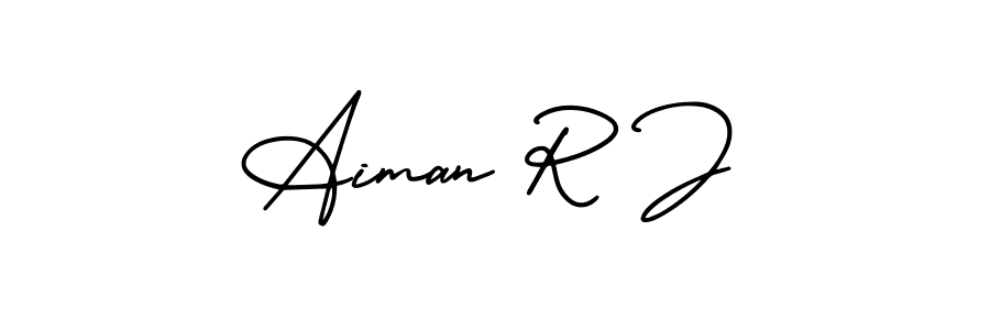 Also we have Aiman R J name is the best signature style. Create professional handwritten signature collection using AmerikaSignatureDemo-Regular autograph style. Aiman R J signature style 3 images and pictures png