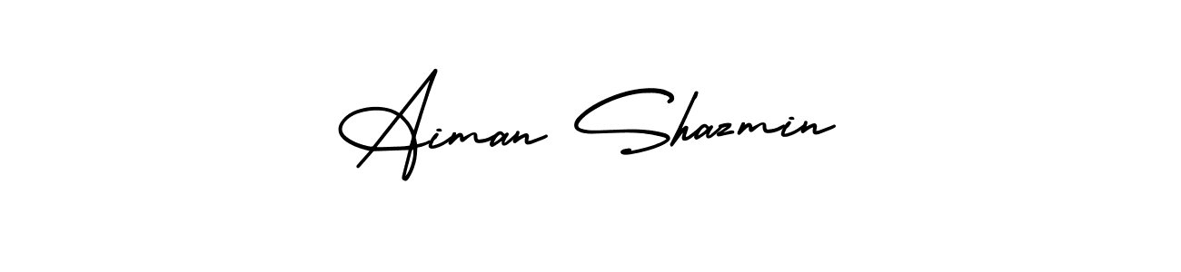 It looks lik you need a new signature style for name Aiman Shazmin. Design unique handwritten (AmerikaSignatureDemo-Regular) signature with our free signature maker in just a few clicks. Aiman Shazmin signature style 3 images and pictures png