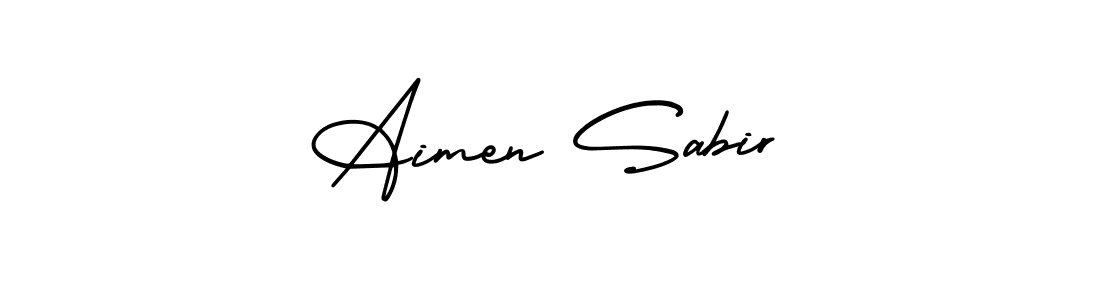 Check out images of Autograph of Aimen Sabir name. Actor Aimen Sabir Signature Style. AmerikaSignatureDemo-Regular is a professional sign style online. Aimen Sabir signature style 3 images and pictures png