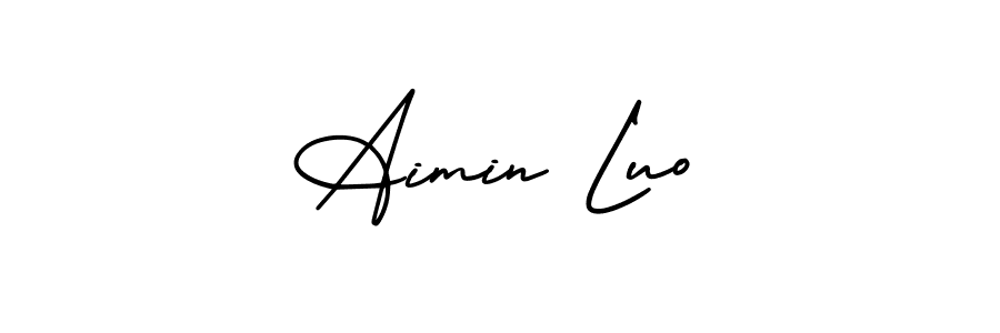 You should practise on your own different ways (AmerikaSignatureDemo-Regular) to write your name (Aimin Luo) in signature. don't let someone else do it for you. Aimin Luo signature style 3 images and pictures png