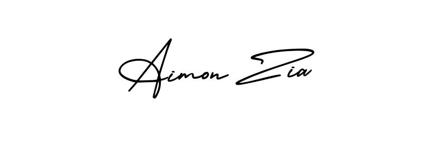 You should practise on your own different ways (AmerikaSignatureDemo-Regular) to write your name (Aimon Zia) in signature. don't let someone else do it for you. Aimon Zia signature style 3 images and pictures png