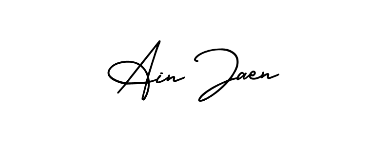 The best way (AmerikaSignatureDemo-Regular) to make a short signature is to pick only two or three words in your name. The name Ain Jaen include a total of six letters. For converting this name. Ain Jaen signature style 3 images and pictures png