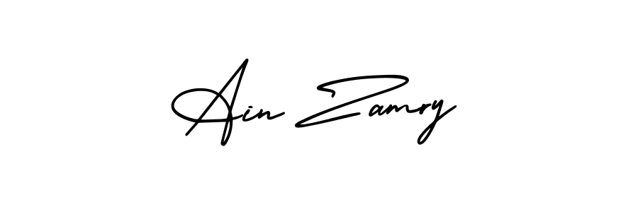 How to make Ain Zamry name signature. Use AmerikaSignatureDemo-Regular style for creating short signs online. This is the latest handwritten sign. Ain Zamry signature style 3 images and pictures png