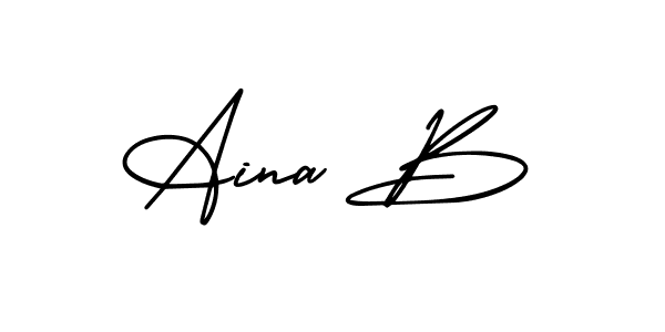 It looks lik you need a new signature style for name Aina B. Design unique handwritten (AmerikaSignatureDemo-Regular) signature with our free signature maker in just a few clicks. Aina B signature style 3 images and pictures png