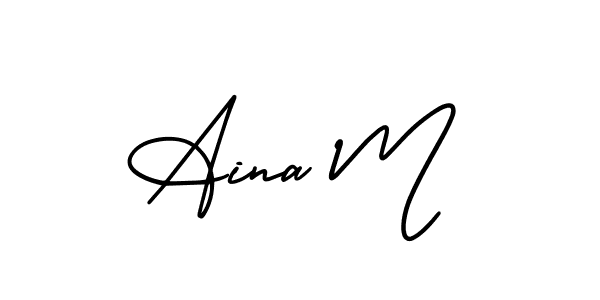 Also You can easily find your signature by using the search form. We will create Aina M name handwritten signature images for you free of cost using AmerikaSignatureDemo-Regular sign style. Aina M signature style 3 images and pictures png