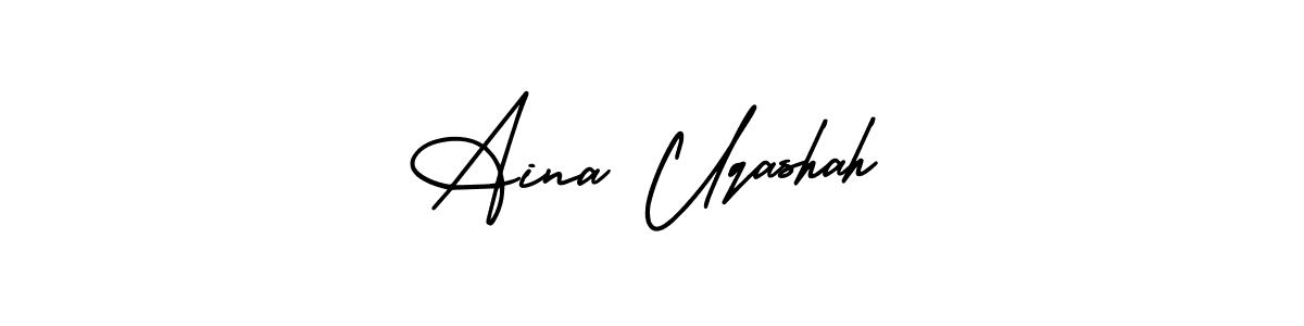 Make a beautiful signature design for name Aina Uqashah. With this signature (AmerikaSignatureDemo-Regular) style, you can create a handwritten signature for free. Aina Uqashah signature style 3 images and pictures png