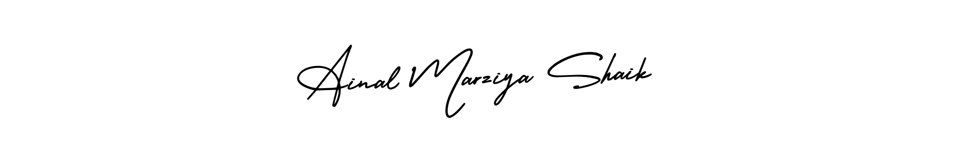 This is the best signature style for the Ainal Marziya Shaik name. Also you like these signature font (AmerikaSignatureDemo-Regular). Mix name signature. Ainal Marziya Shaik signature style 3 images and pictures png