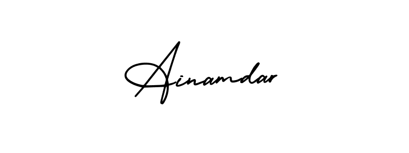 You should practise on your own different ways (AmerikaSignatureDemo-Regular) to write your name (Ainamdar) in signature. don't let someone else do it for you. Ainamdar signature style 3 images and pictures png