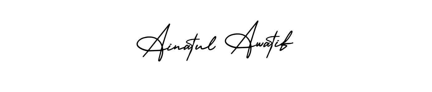 Check out images of Autograph of Ainatul Awatif name. Actor Ainatul Awatif Signature Style. AmerikaSignatureDemo-Regular is a professional sign style online. Ainatul Awatif signature style 3 images and pictures png