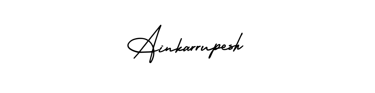 The best way (AmerikaSignatureDemo-Regular) to make a short signature is to pick only two or three words in your name. The name Ainkarrupesh include a total of six letters. For converting this name. Ainkarrupesh signature style 3 images and pictures png