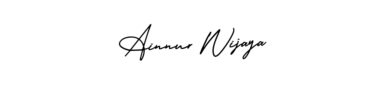 AmerikaSignatureDemo-Regular is a professional signature style that is perfect for those who want to add a touch of class to their signature. It is also a great choice for those who want to make their signature more unique. Get Ainnur Wijaya name to fancy signature for free. Ainnur Wijaya signature style 3 images and pictures png