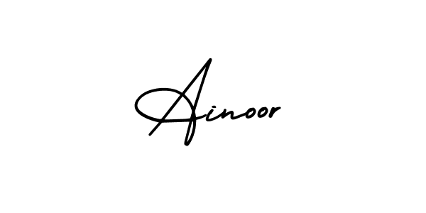 How to make Ainoor name signature. Use AmerikaSignatureDemo-Regular style for creating short signs online. This is the latest handwritten sign. Ainoor signature style 3 images and pictures png