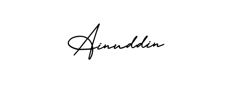 Ainuddin stylish signature style. Best Handwritten Sign (AmerikaSignatureDemo-Regular) for my name. Handwritten Signature Collection Ideas for my name Ainuddin. Ainuddin signature style 3 images and pictures png