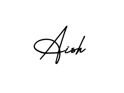 How to make Aish name signature. Use AmerikaSignatureDemo-Regular style for creating short signs online. This is the latest handwritten sign. Aish signature style 3 images and pictures png